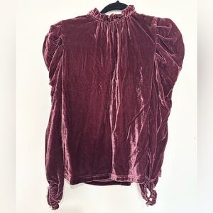 WAYF Velvet Top in Deep Burgundy Size XS